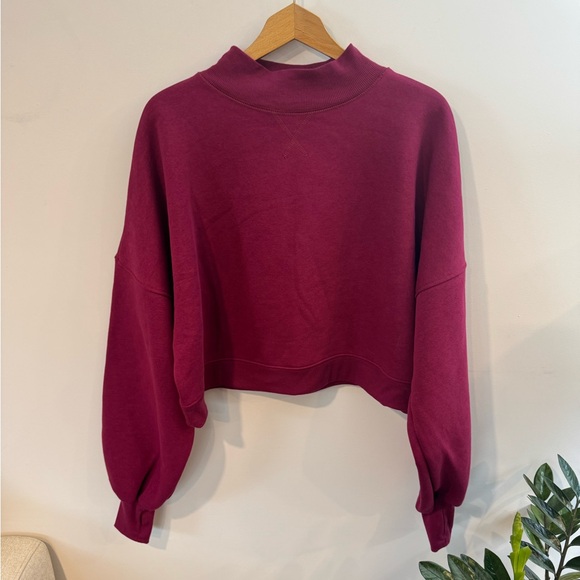 Blogilates Women's Marshmallow Mockneck Sweatshirt, Burgundy, Sz L, NWT - Picture 5 of 15